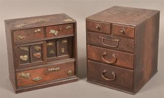 Appraisal: Two Vintage Fruit Wood Miniature Chests Tallest - h