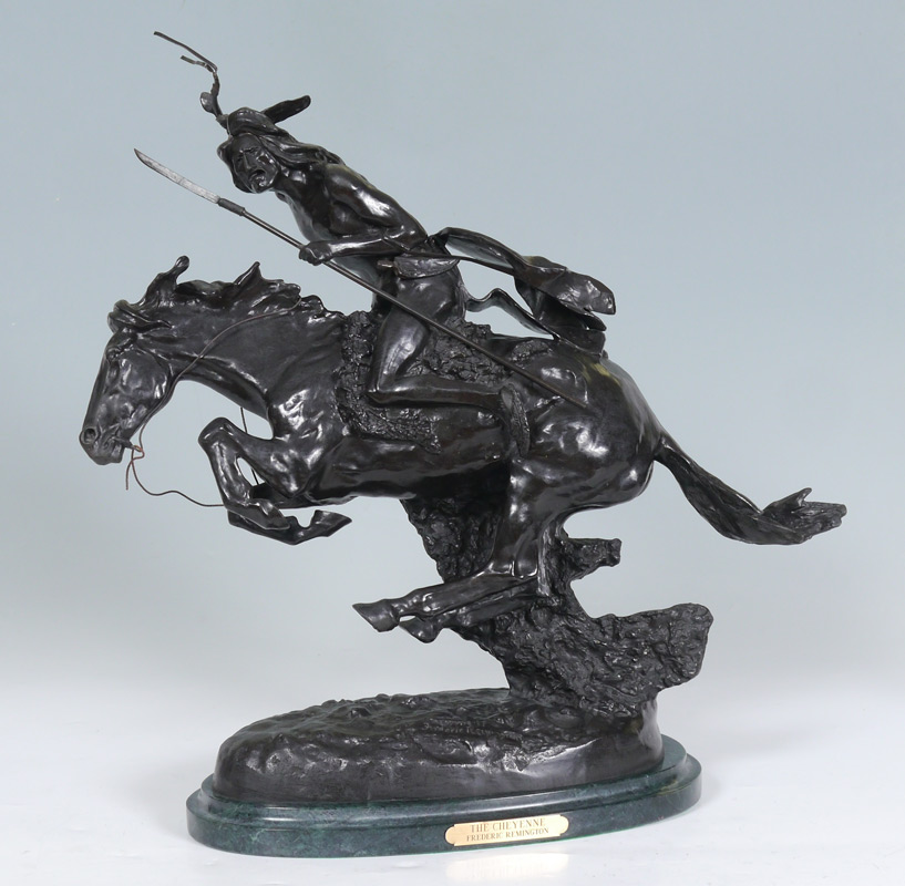 Appraisal: AFTER REMINGTON BRONZE CHEYENNE After Frederic Remington bronze figure of