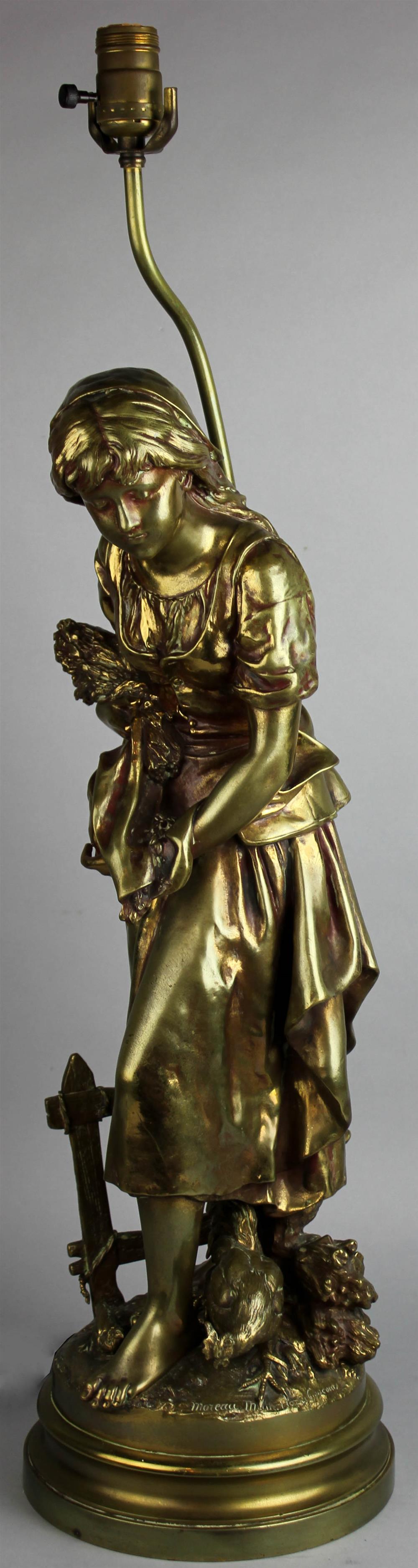 Appraisal: MATHURIN MOREAU LARGE BRONZE FIGURE OF GIRL HOLDING A WHEAT