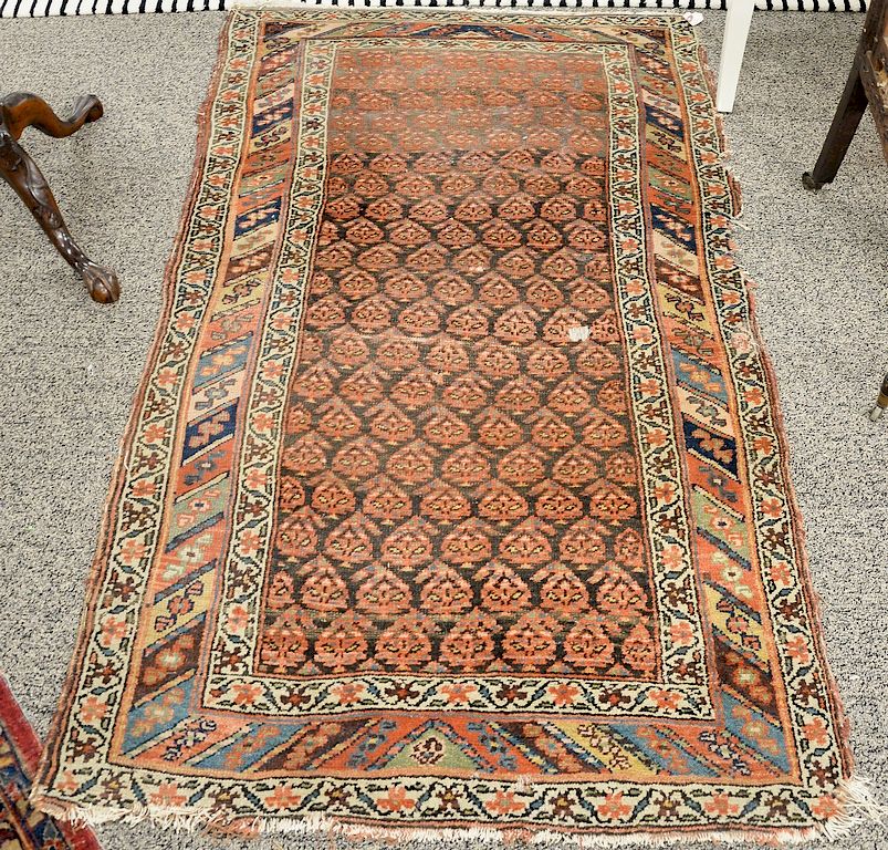 Appraisal: Caucasian Oriental throw rug ' x ' Caucasian Oriental throw