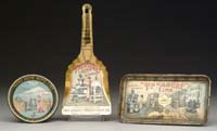 Appraisal: LOT OF THREE TIN STOVE ADVERTISEMENTS Includes Incandescent Light and