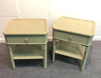 Appraisal: A pair of painted Georgian style bedside tables each fitted