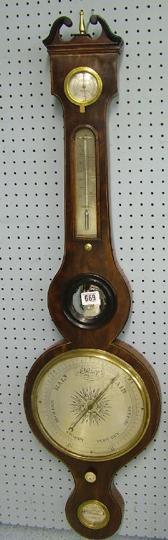 Appraisal: Mahogany five glass banjo barometer the silvered dial within a