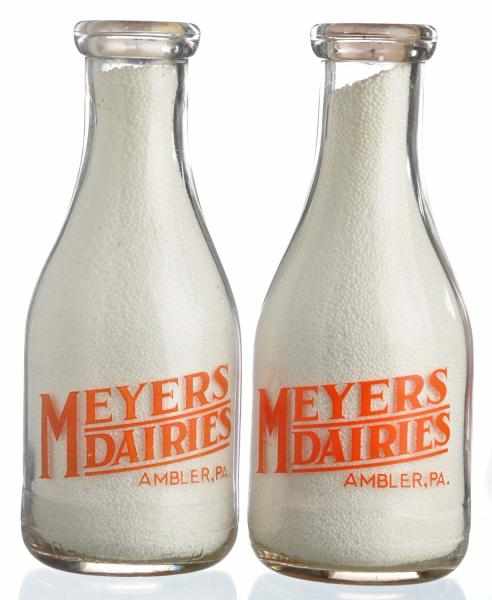 Appraisal: Lot of Myers Dairies Milk Bottles Description Ambler PA Condition