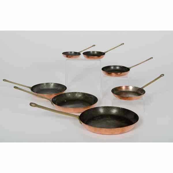 Appraisal: Copper Pans American a group of seven copper frying pans