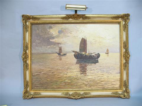 Appraisal: ARNOLD GRABONE AMERICAN - SAILBOAT Oil on canvas x in