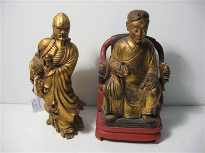 Appraisal: Two Chinese gilt wood figureslate th century and later