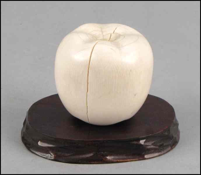 Appraisal: CHINESE CARVED IVORY APPLE Apple '' x '' Condition No