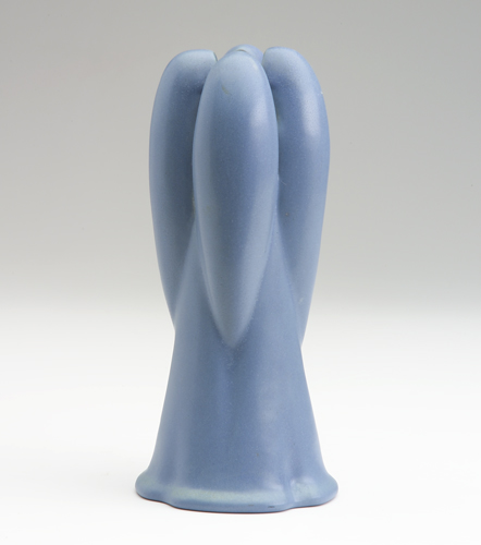 Appraisal: TECO Four-lobed vase covered in smooth matte blue glaze with