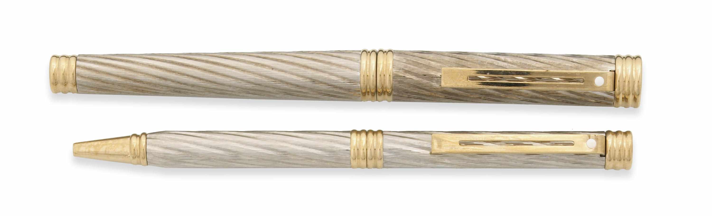 Appraisal: SHEAFFER Force Set Silver and gold cable twist design with