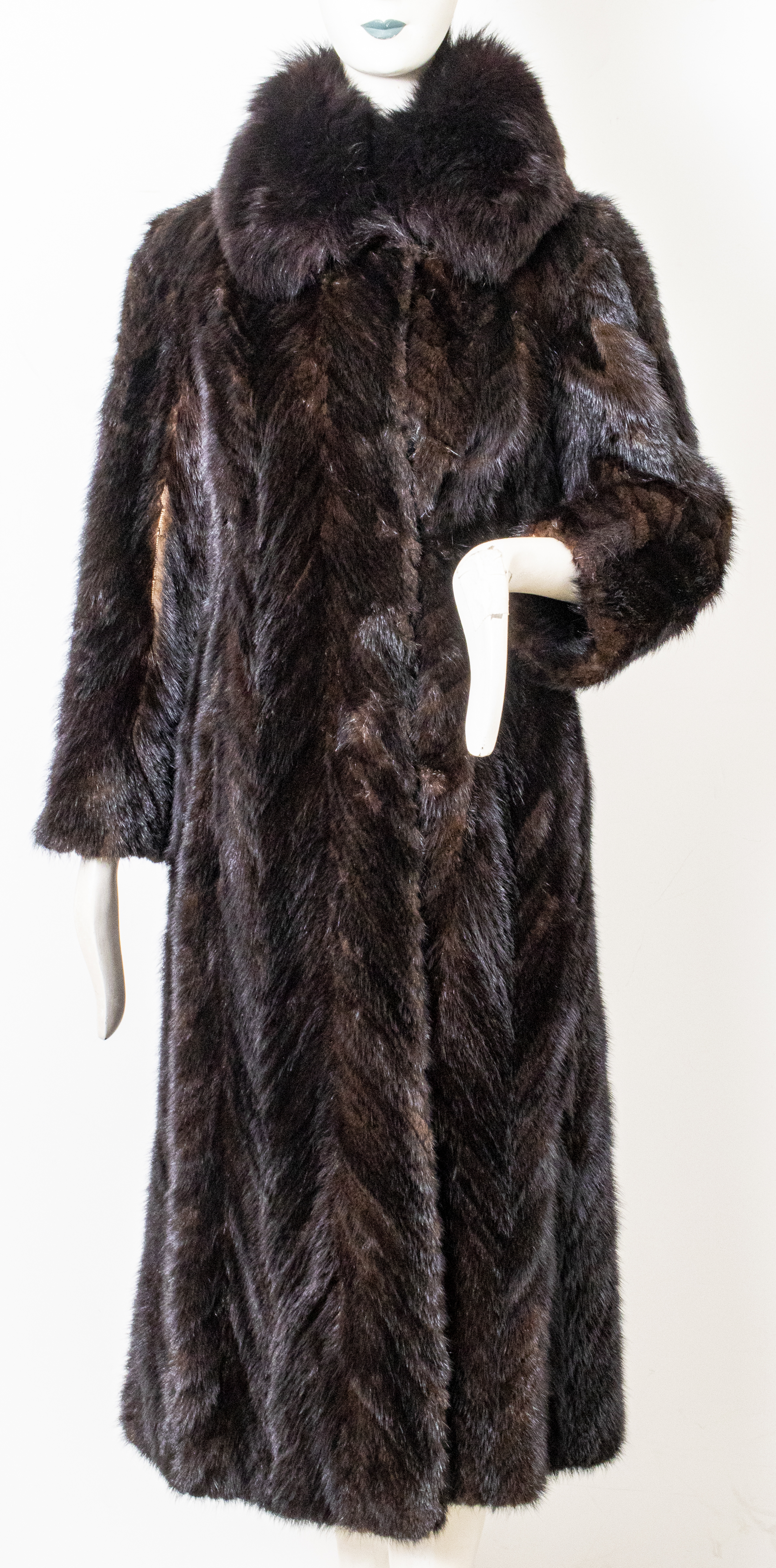 Appraisal: PAUL ANTON FURS MINK HERRINGBONE FULL-LENGTH COAT Paul Anton Furs