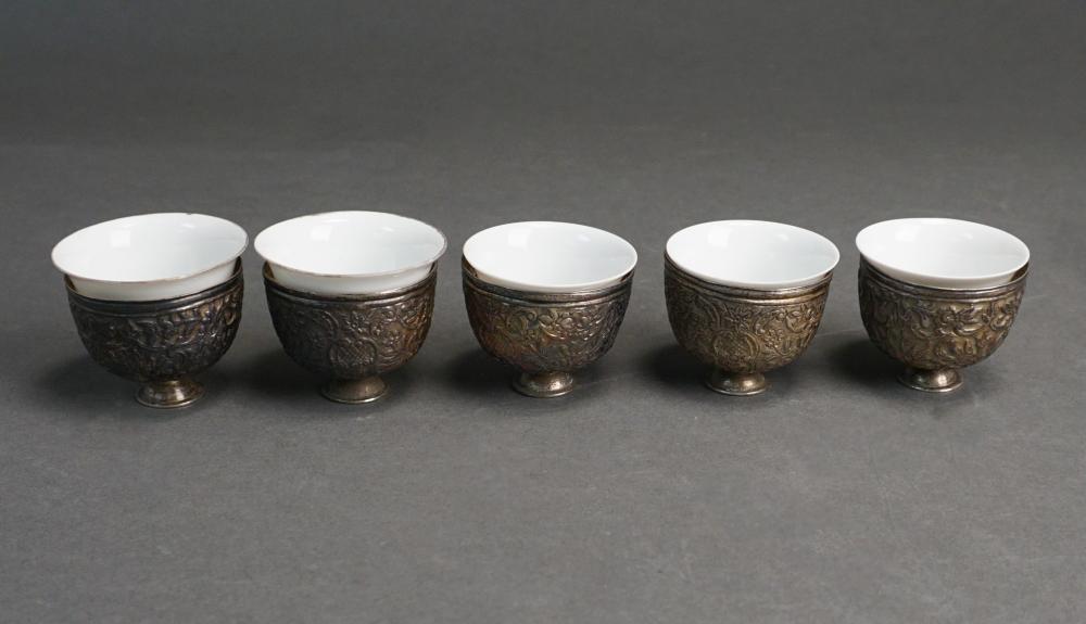 Appraisal: ASSEMBLED GROUP OF FIVE APPARENTLY UNMARKED TESTED SILVER ZARF CUPS