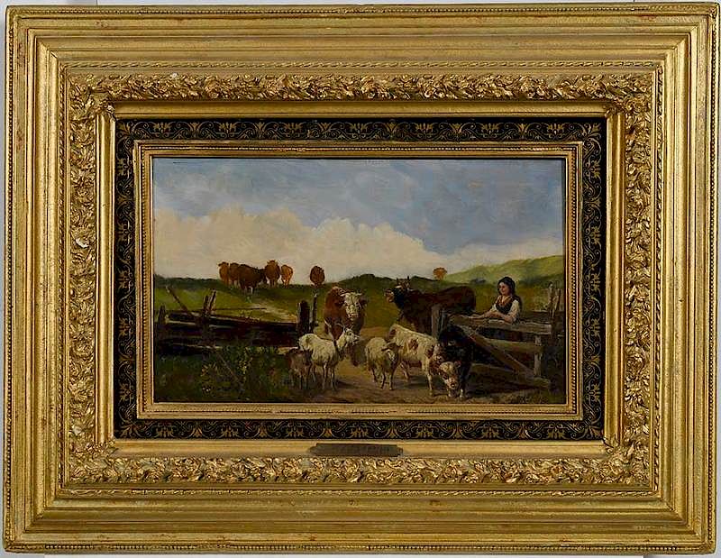 Appraisal: Ludwig Sellmayr German - Calling the Livestock Home signed lower