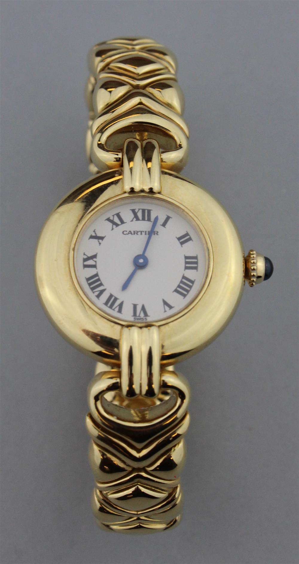 Appraisal: CARTIER PARIS COLISEE K YELLOW GOLD QUARTZ BRACELET WATCH the