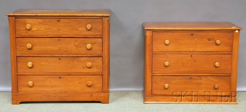 Appraisal: Two Pine Cottage Chest of Drawers a four-drawer and a