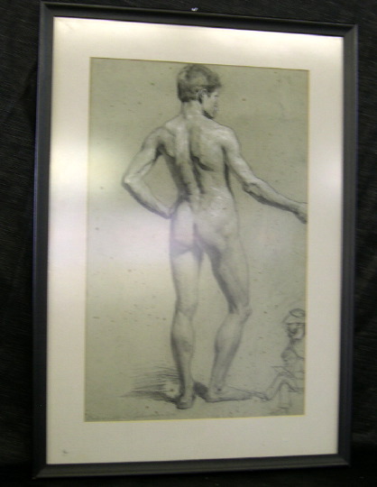 Appraisal: American School Mid- th Century Standing Male Nude charcoal on