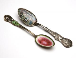 Appraisal: Two sterling silver and enamel souvenir spoons Late th early