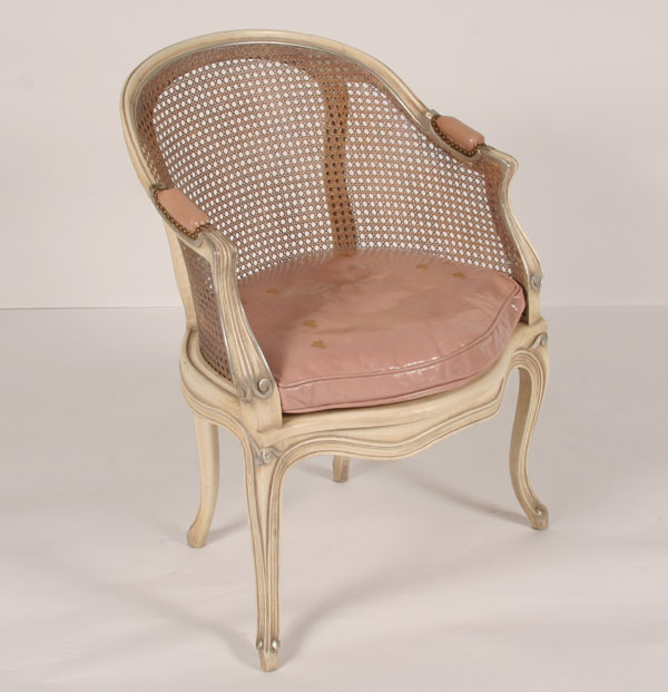 Appraisal: Louis XV-style bergere chair woven back and cabriole legs H