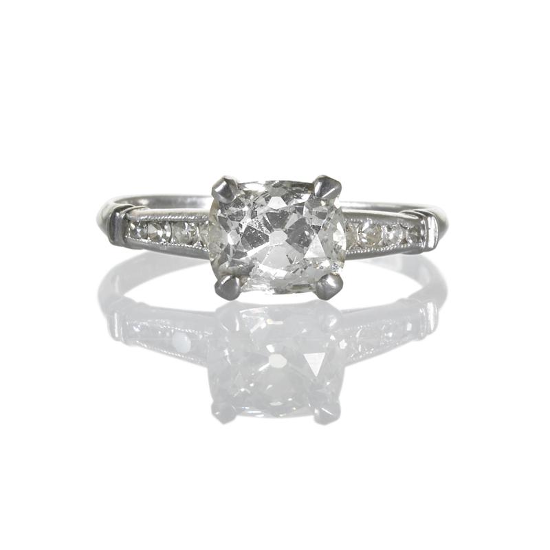 Appraisal: ART DECO DIAMOND PLATINUM ENGAGEMENT RING Condition Report Diamond K