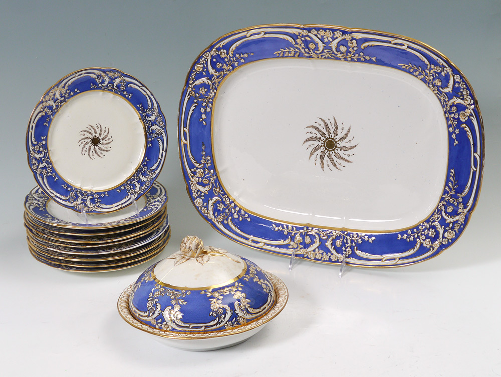 Appraisal: TH CENTURY VEGETABLE PLATTER AND PLATES pieces all unmarked as