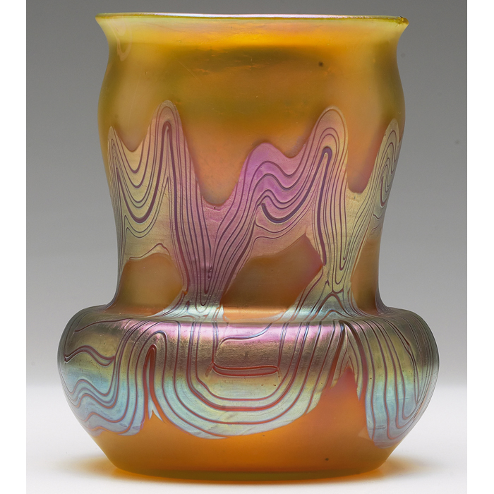 Appraisal: Loetz vase unusual shape with a Phenomen Genre design against