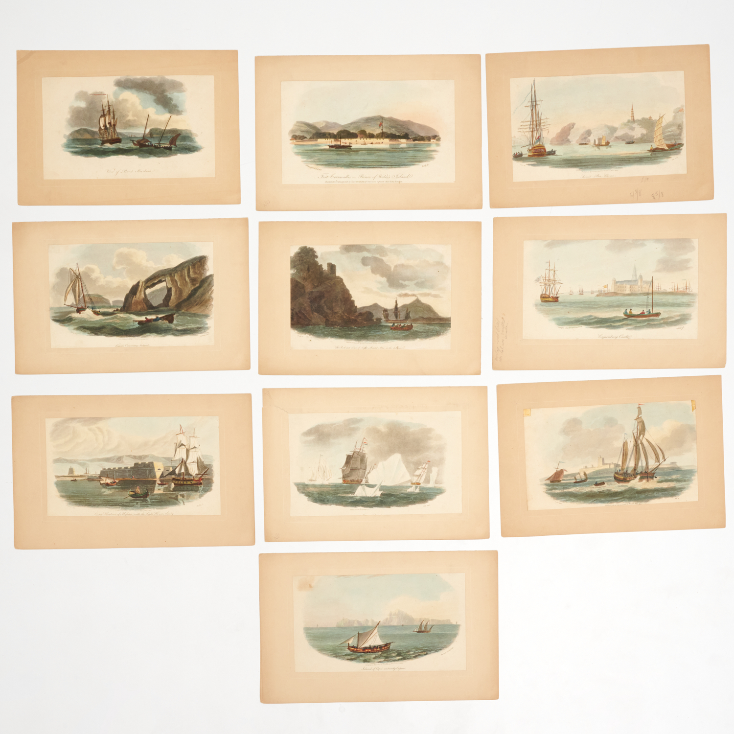 Appraisal: MARITIME AQUATINT ENGRAVINGS TH TH C English includes Cronenburg Castle