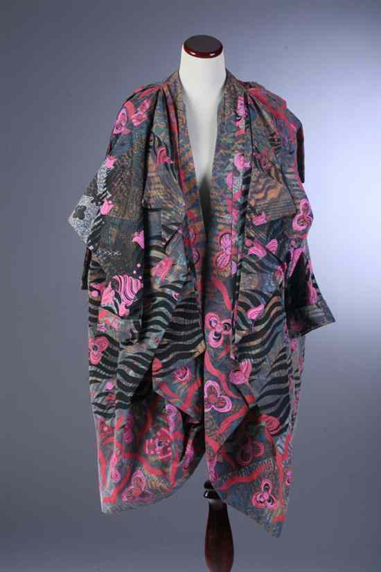 Appraisal: ONE-OF-A-KIND ZANDRA RHODES SILKSCREEN PRINTED COTTON JACKET Circa collection sample