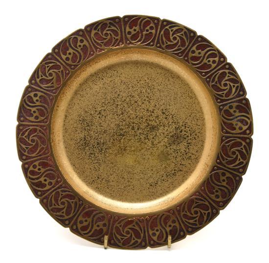 Appraisal: Tiffany Studios Gilt Bronze and Enamel Tray in the Yin-Yang