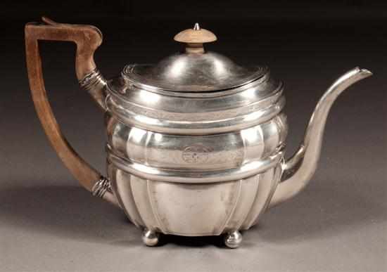 Appraisal: George III engraved sterling silver teapot hallmarks of Richard Samuel