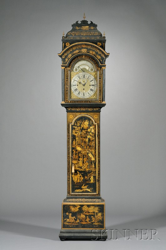 Appraisal: Japanned Quarter-Striking and Musical Longcase Clock by Joseph Eayre St