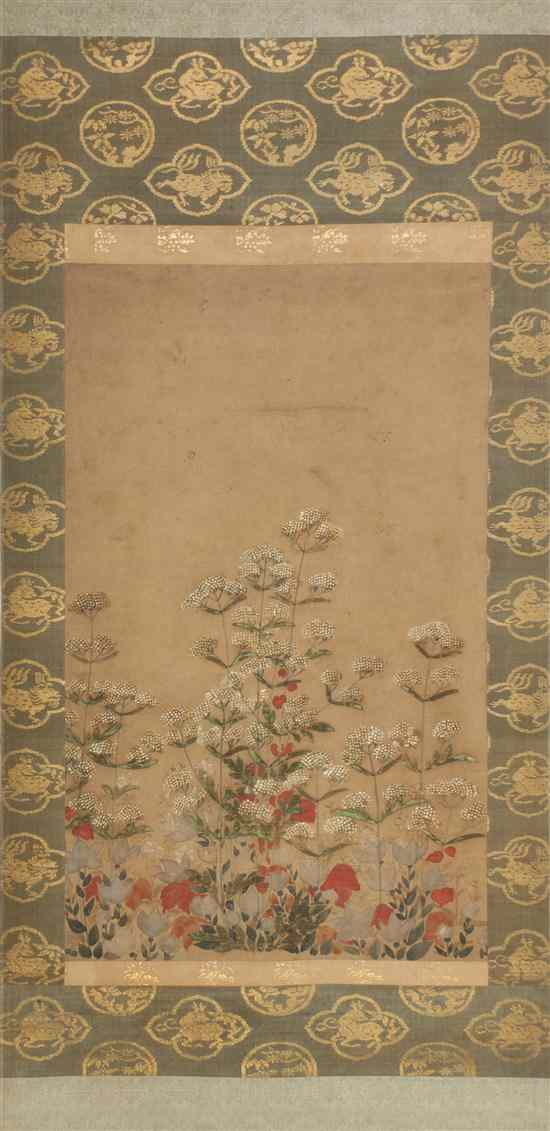 Appraisal: A Japanese Floral Painting on Paper th th century depicting