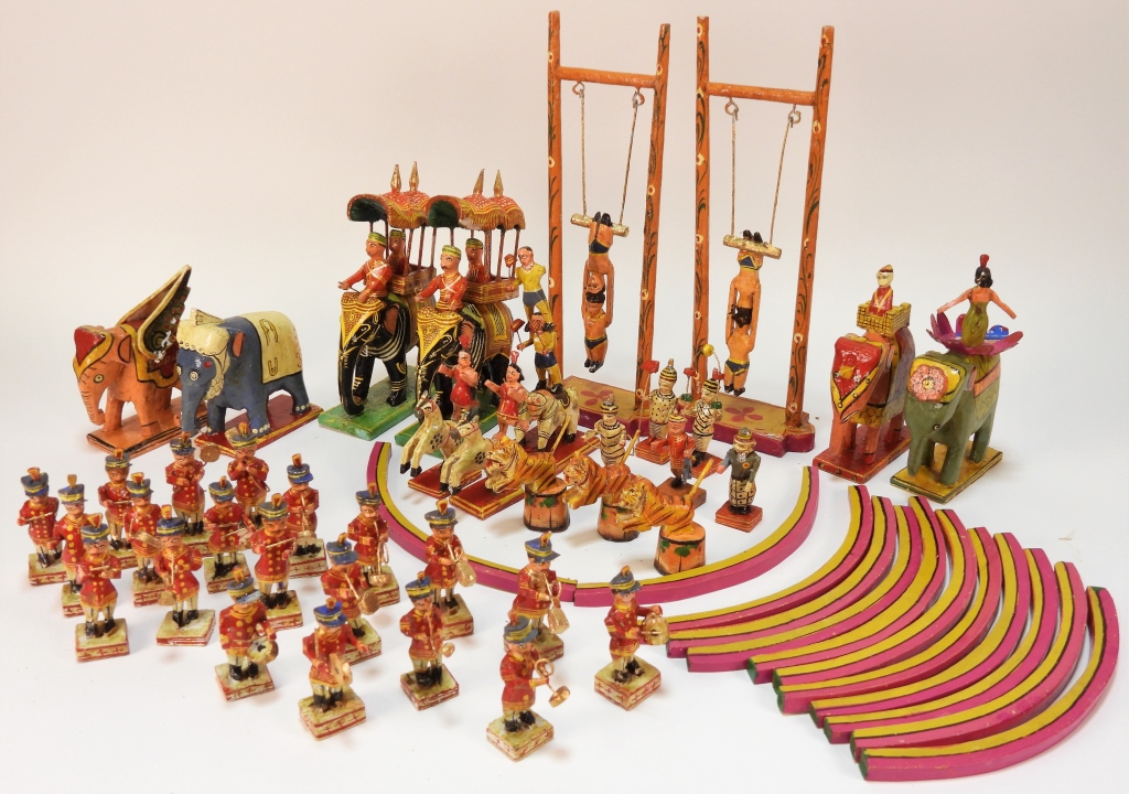 Appraisal: COLLECTION OF INDIAN CIRCUS PAPIER MACHE FIGURES IndiaEarly th CenturyLarge