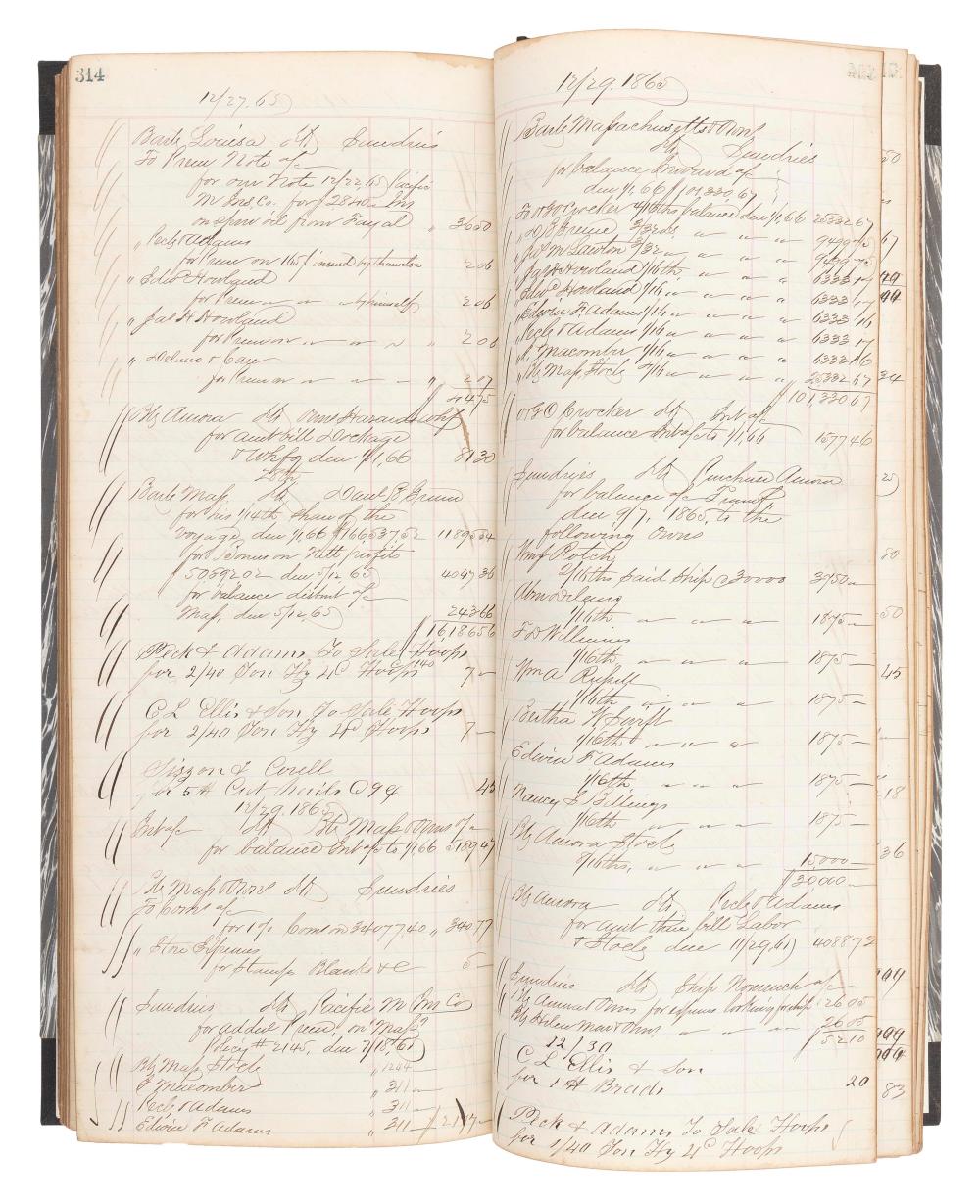 Appraisal: - ACCOUNT BOOK FOR NEW BEDFORD WHALING AGENTS SWIFT ALLEN