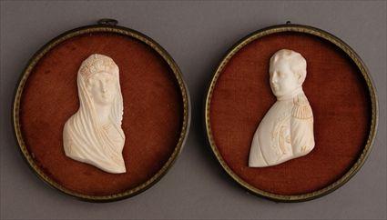 Appraisal: PAIR OF CARVED IVORY MINIATURES OF NAPOLEON AND JOSEPHINE He