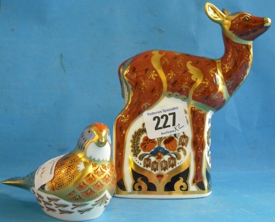 Appraisal: Royal Crown Derby Paperweights Sherwood Fawn with certificate and Linnet