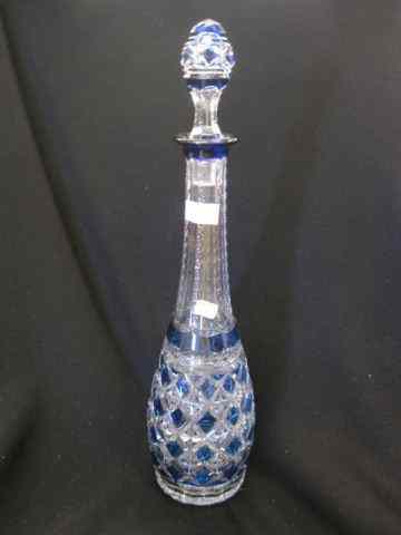 Appraisal: Sinclaire Blue Cut-to-Clear Decanter signed scarce color panels of diamonds