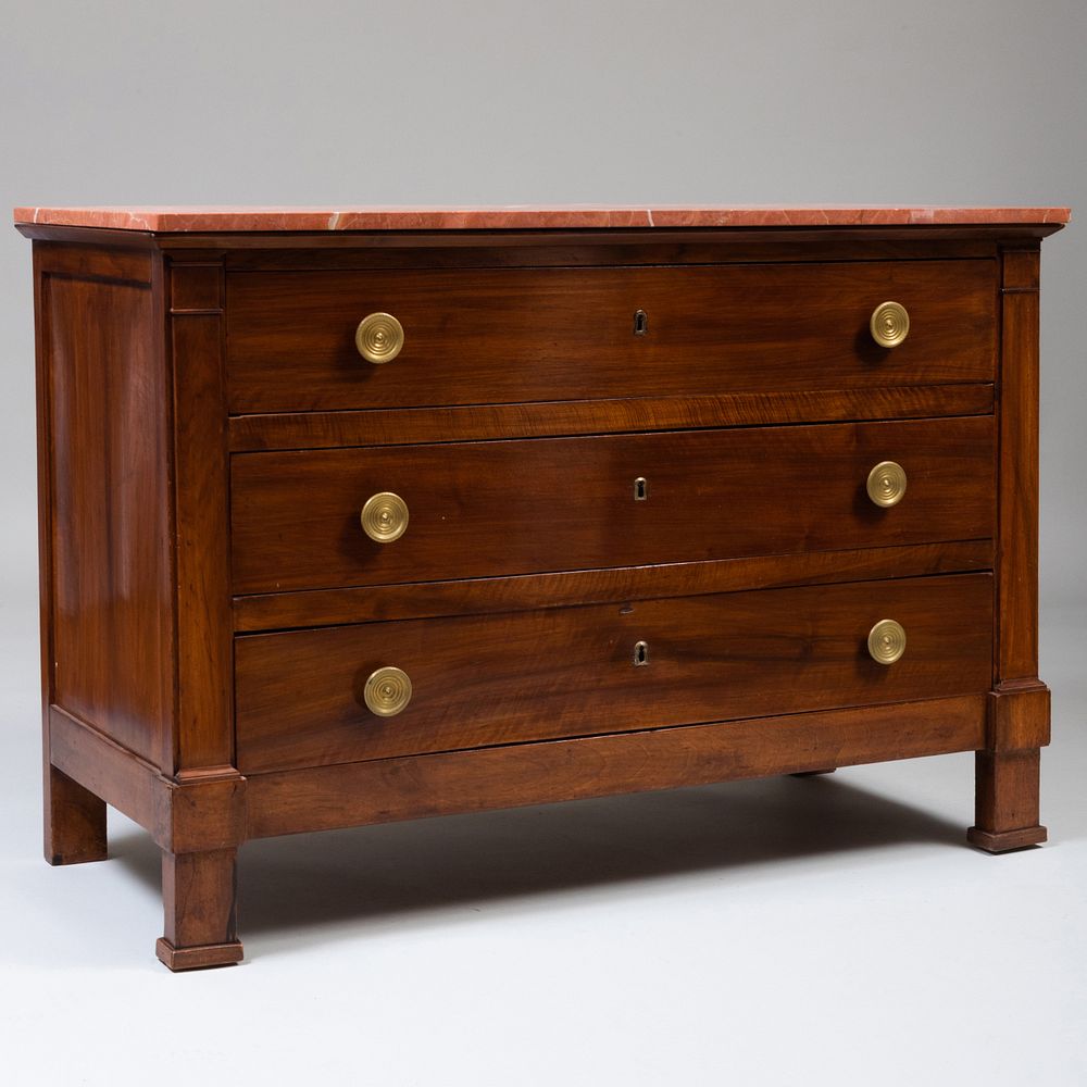 Appraisal: Empire Mahogany Commode Fitted with a marble top x x