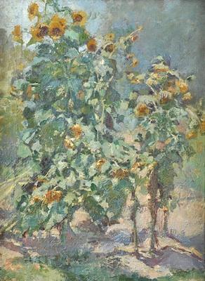 Appraisal: Grace Young American - Sunflowers Oil on canvas unsigned approx