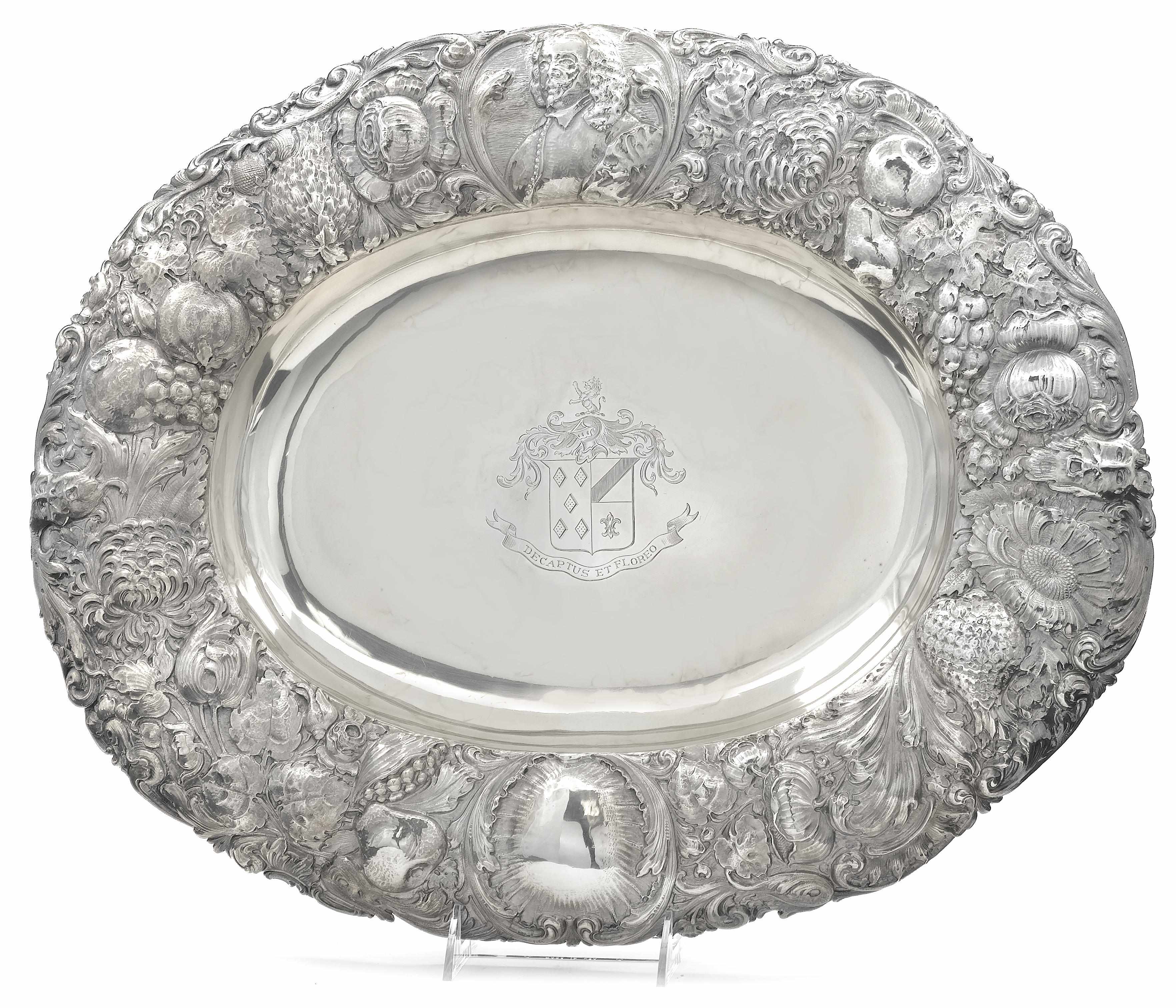 Appraisal: A silver footed oval bowl with chased border Bearing Georgian