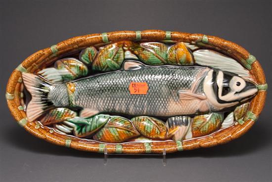 Appraisal: English majolica oval fish plaque impressed MINTON x in