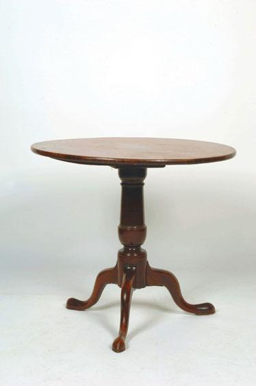 Appraisal: A GEORGE III MAHOGANY PILLAR TABLE the circular tip-top on