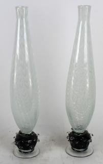 Appraisal: Pair of tall tapered Art glass vases Pair of tall