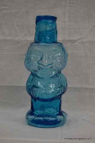 Appraisal: Vintage Blue Man Figural Glass Decanter w LidThis is a