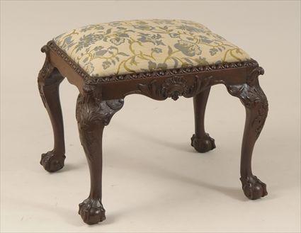 Appraisal: George III-Style Carved Mahogany Stool Comprised of antique and later