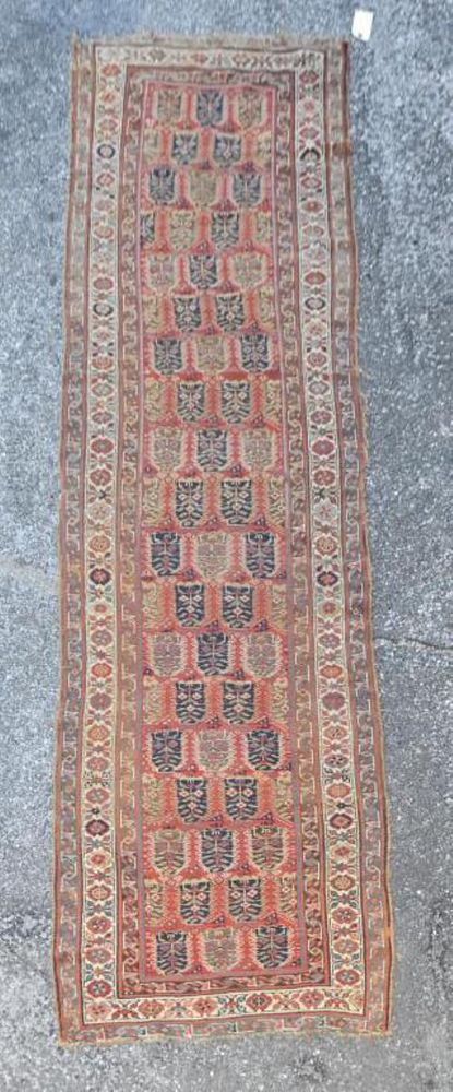 Appraisal: Caucasian Runner ' wide ' long Pile wear end and