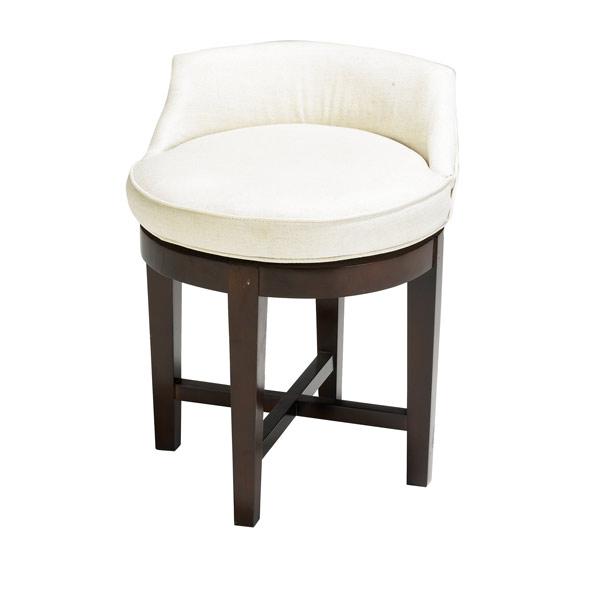 Appraisal: DUNBAR Vanity stool with white linen upholstery on pivoting base