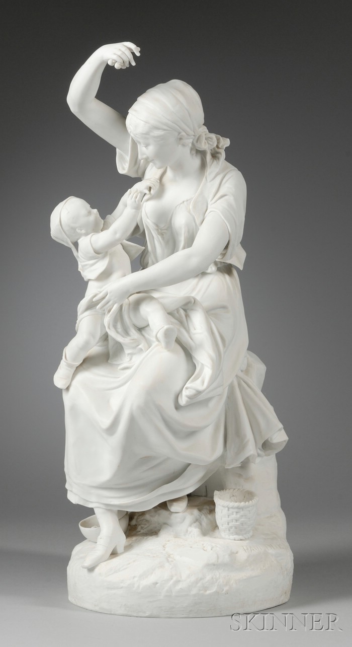 Appraisal: Parian Mother and Child Figural Group after Paul Duboy ht