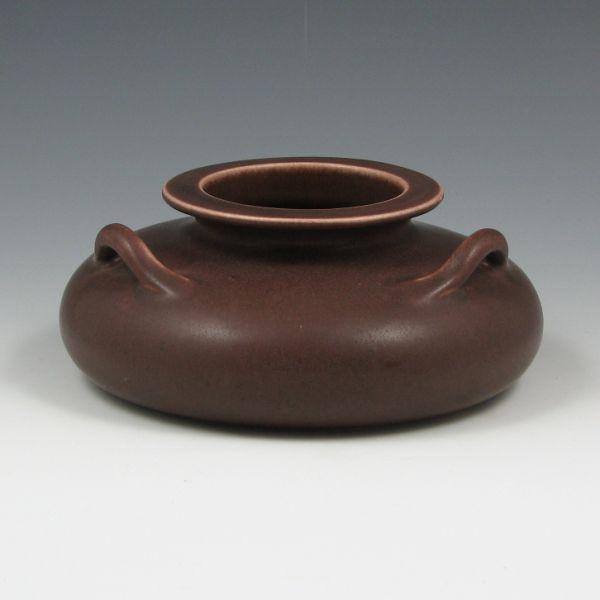 Appraisal: Rookwood squat vase from with three handles in matte purple-brown