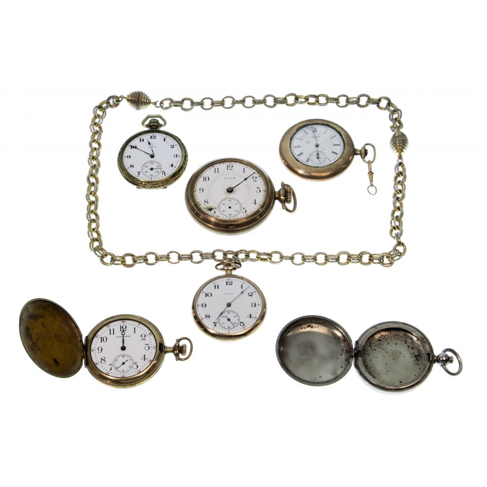 Appraisal: ELGIN AND WALTHAM POCKET WATCH ASSORTMENT items including watches by