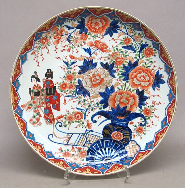 Appraisal: Four Japanese style porcelain chargers Decorated in the Imari palette